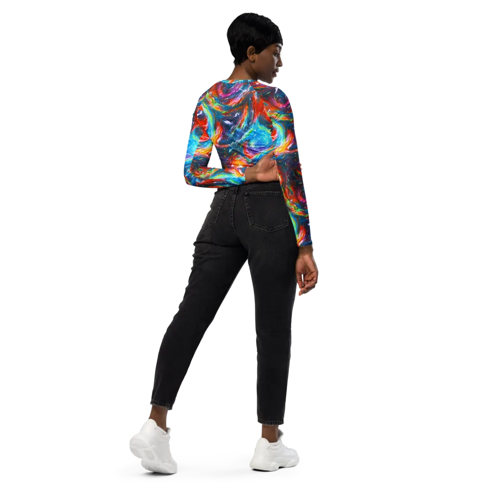 Chromatic Maelstrom on Long Sleeve Crop Top — Right Back