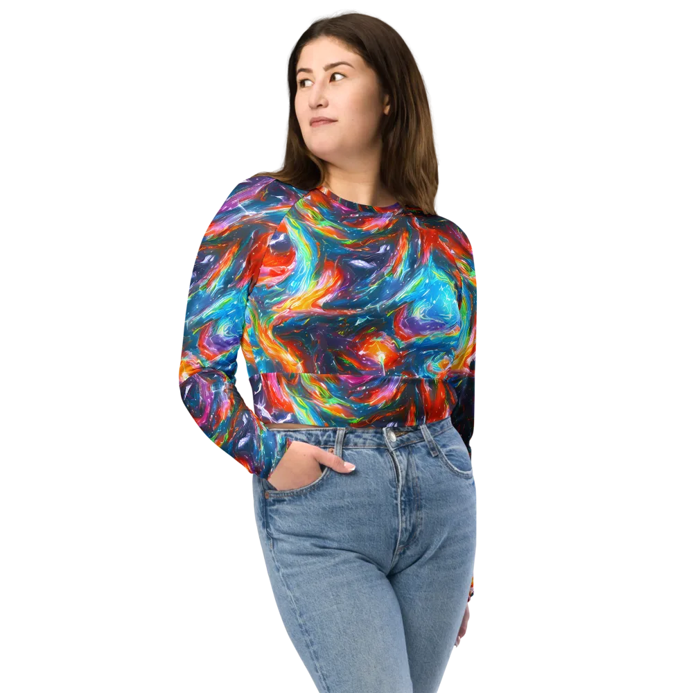 Chromatic Maelstrom on Long Sleeve Crop Top — Front
