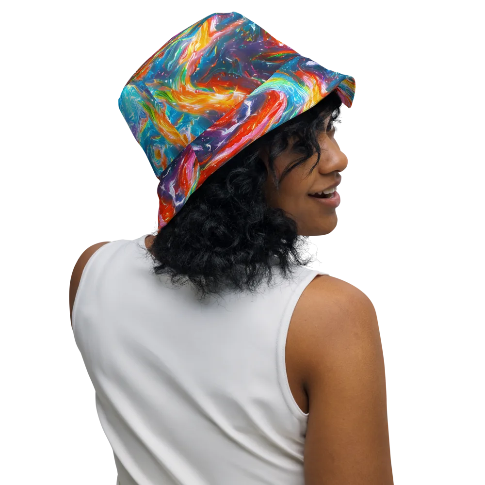 Chromatic Maelstrom on Reversible Bucket Hat — Right Outside