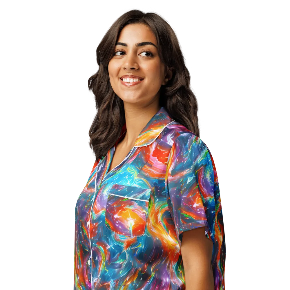 Chromatic Maelstrom on Women's Short Sleeve Pajama Top — Left Front