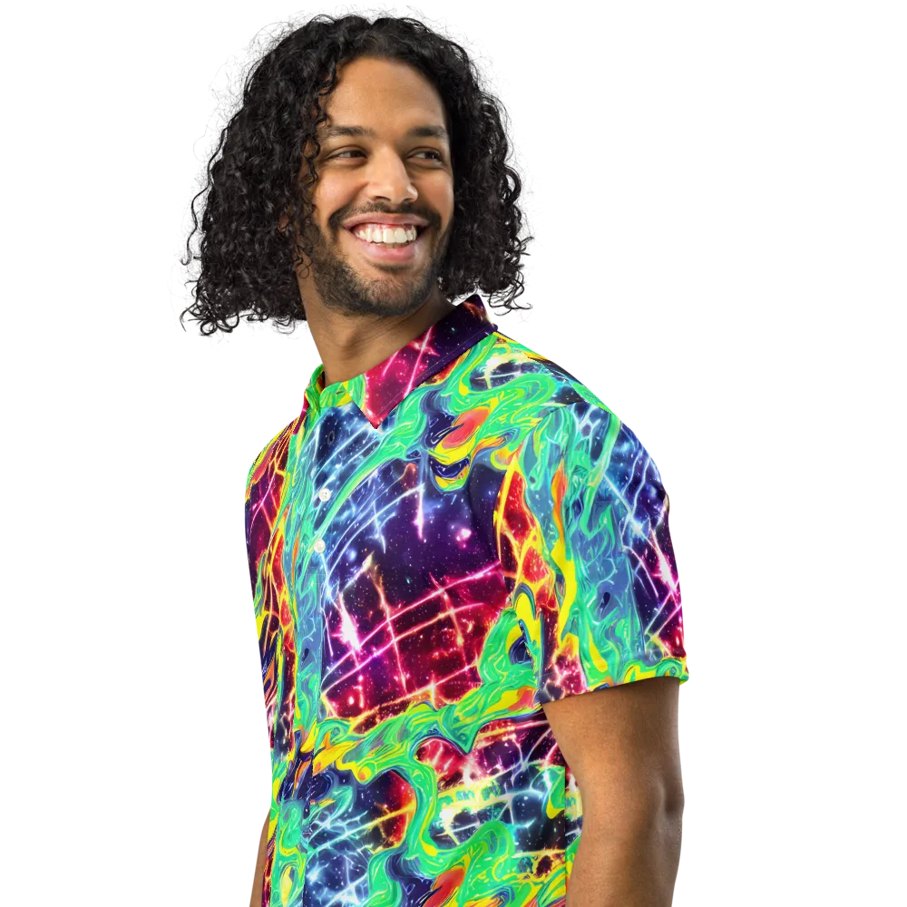 Stellar Vortex on Men's Slim Fit Polo Shirt — Left Front
