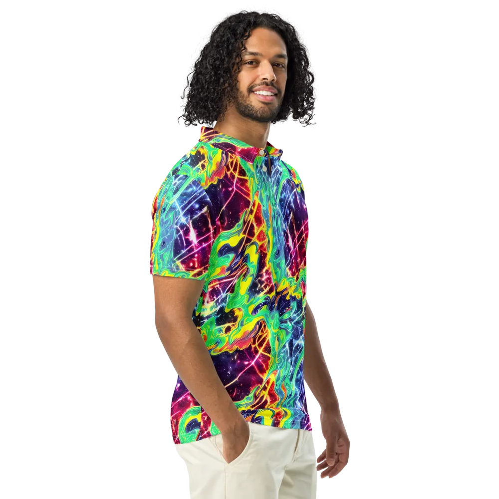 Stellar Vortex on Men's Slim Fit Polo Shirt — Right Front