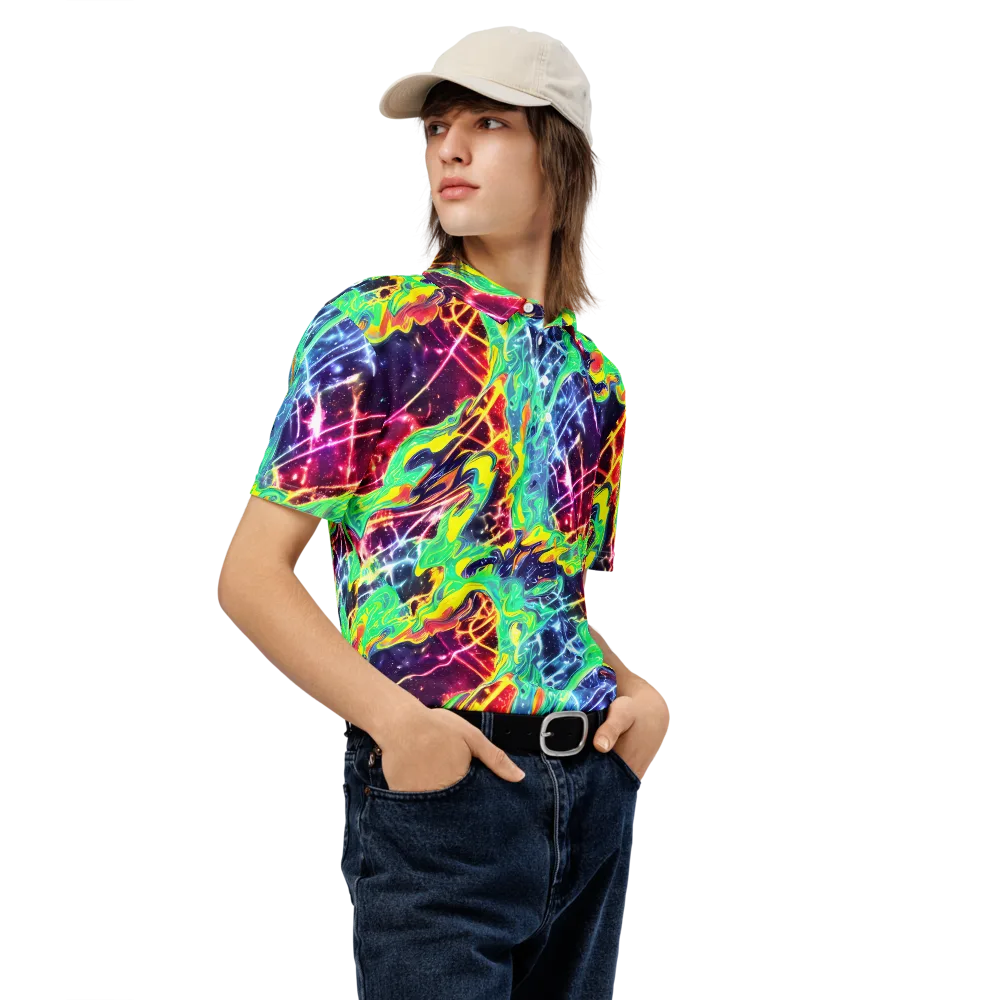Stellar Vortex on Men's Slim Fit Polo Shirt — Right Front