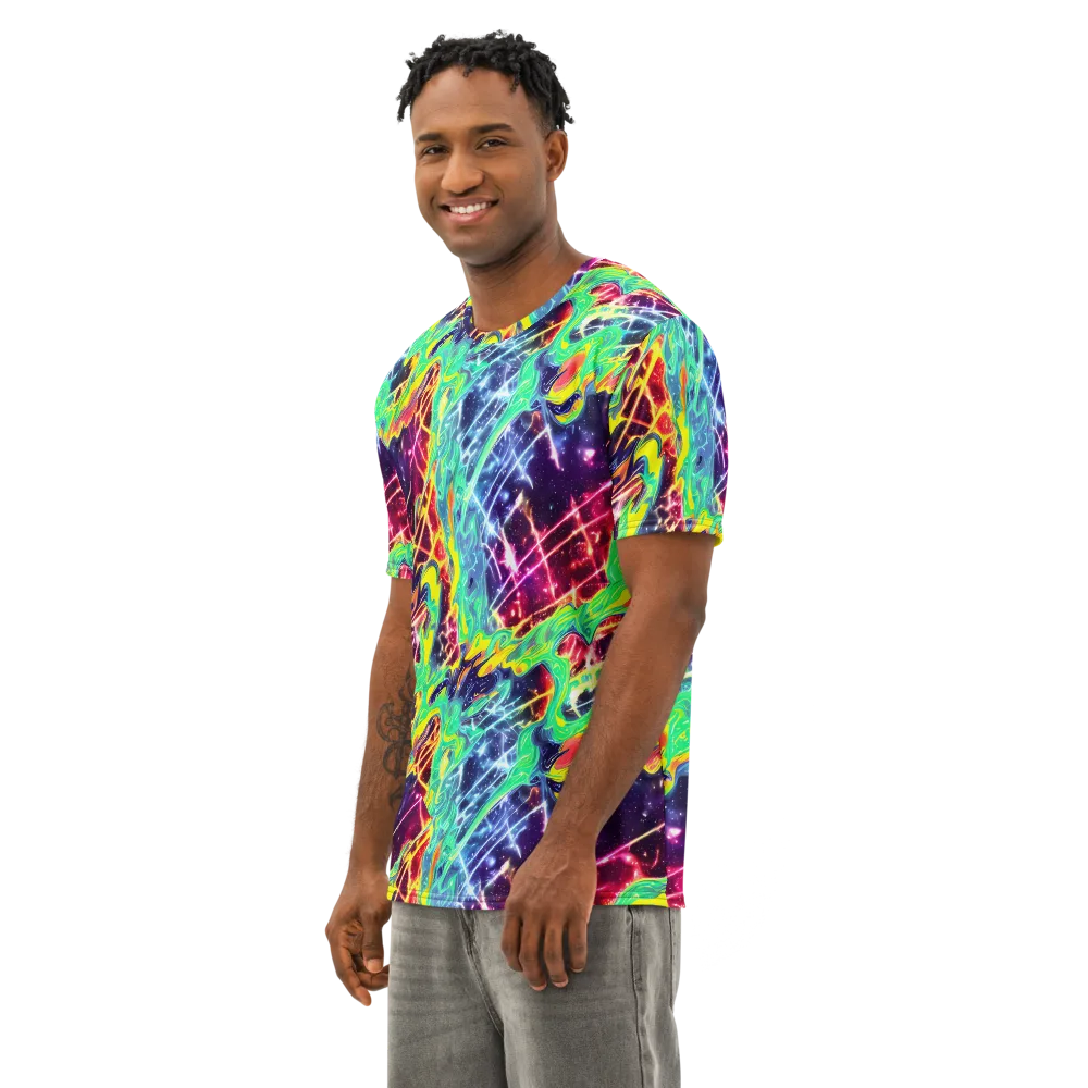 Stellar Vortex on Men's Cotton Crew Neck T-Shirt — Left Front