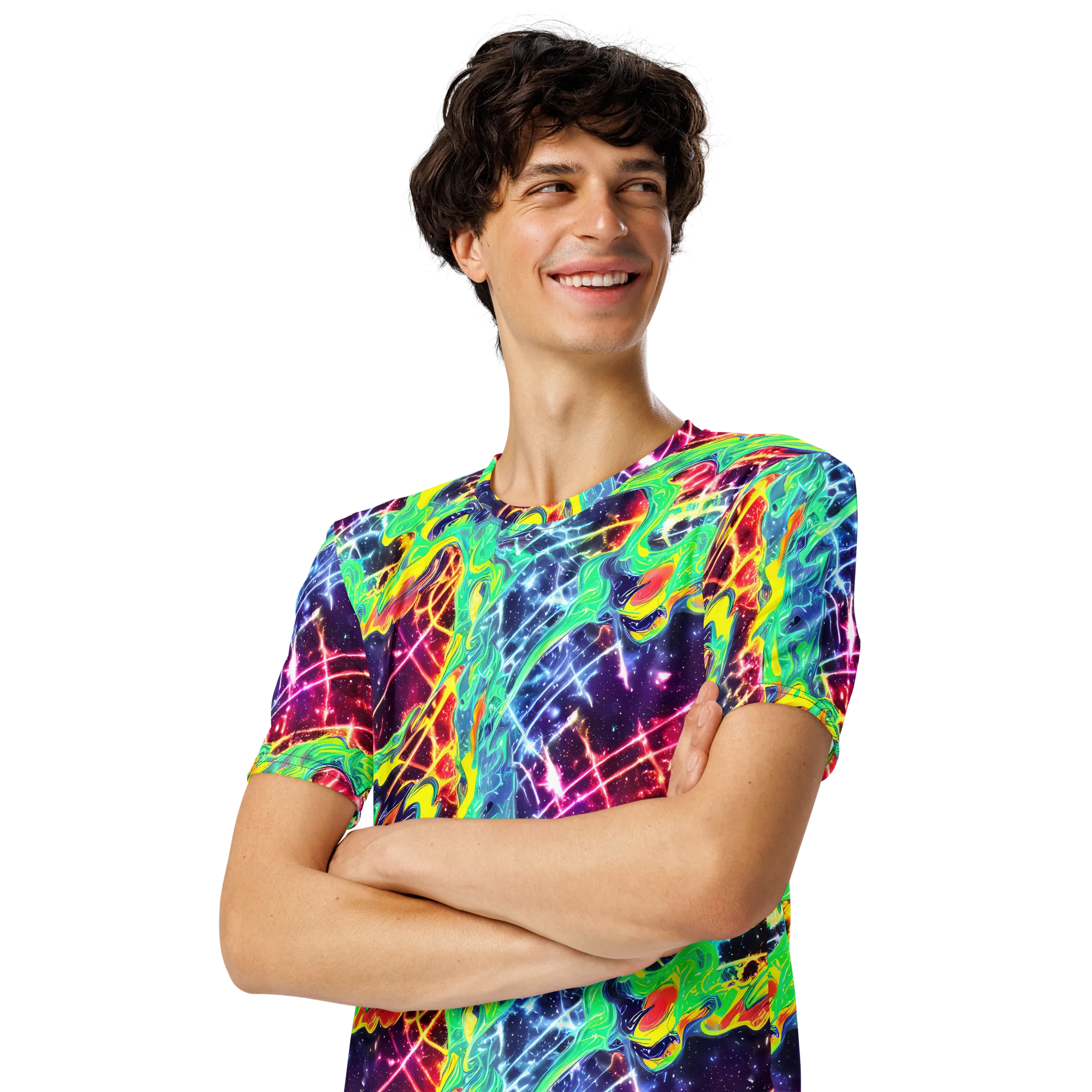 Stellar Vortex on Men's Crew Neck T-Shirt — Left Front
