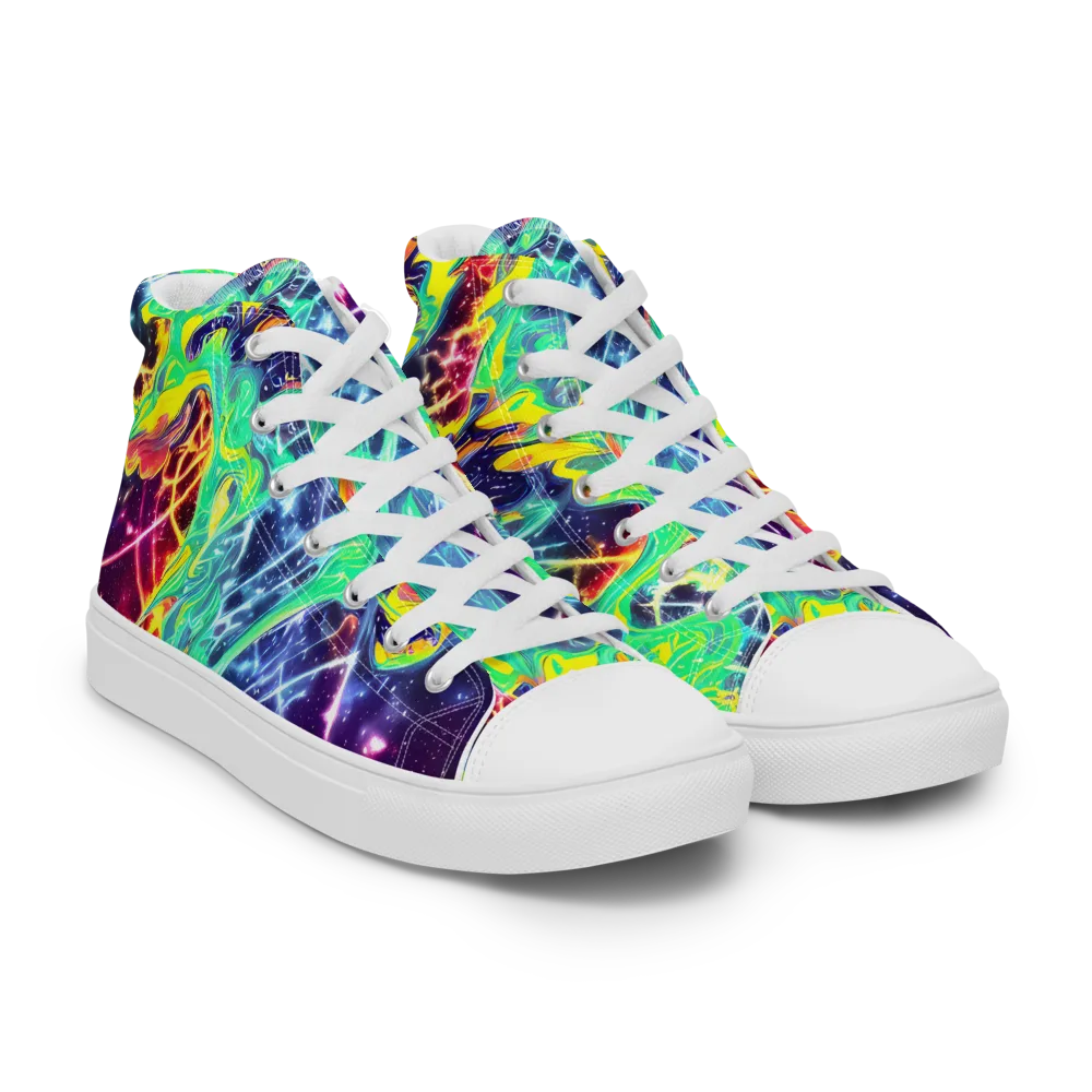 Stellar Vortex on Men's High Top Canvas Shoes — Right Front