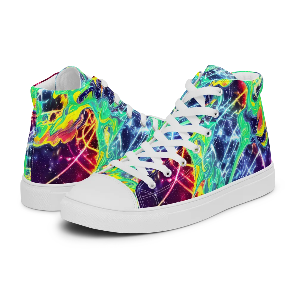 Stellar Vortex on Men's High Top Canvas Shoes — Left