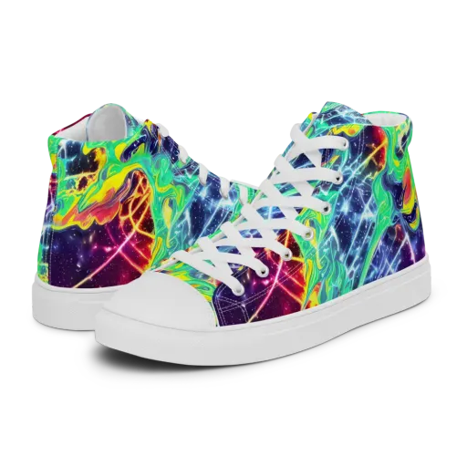 Stellar Vortex on a Men's High Top Canvas Shoes