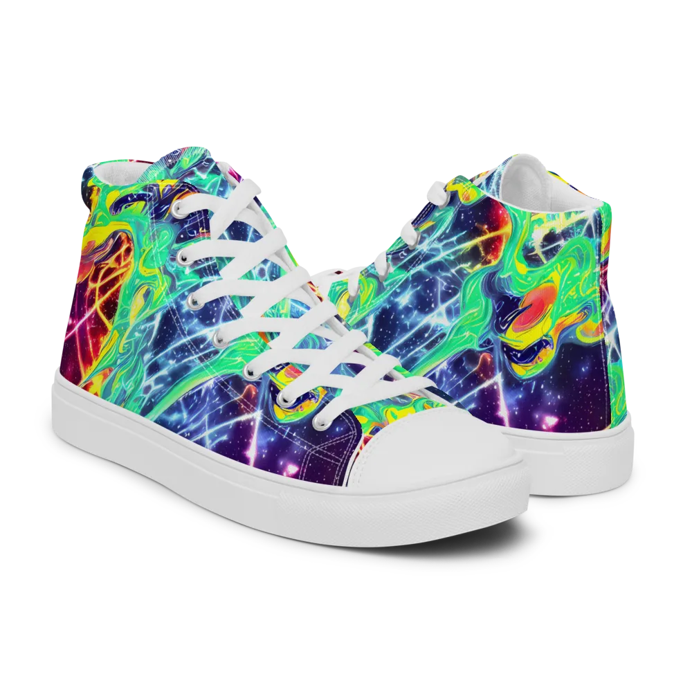 Stellar Vortex on Men's High Top Canvas Shoes — Right