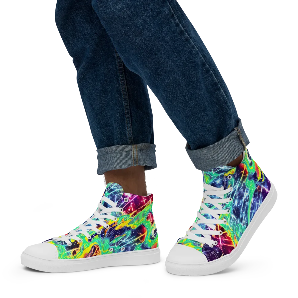 Stellar Vortex on Men's High Top Canvas Shoes — Left