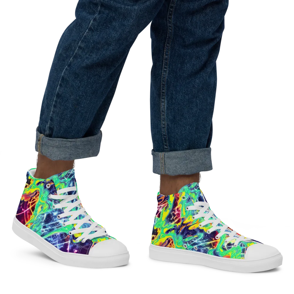 Stellar Vortex on Men's High Top Canvas Shoes — Right