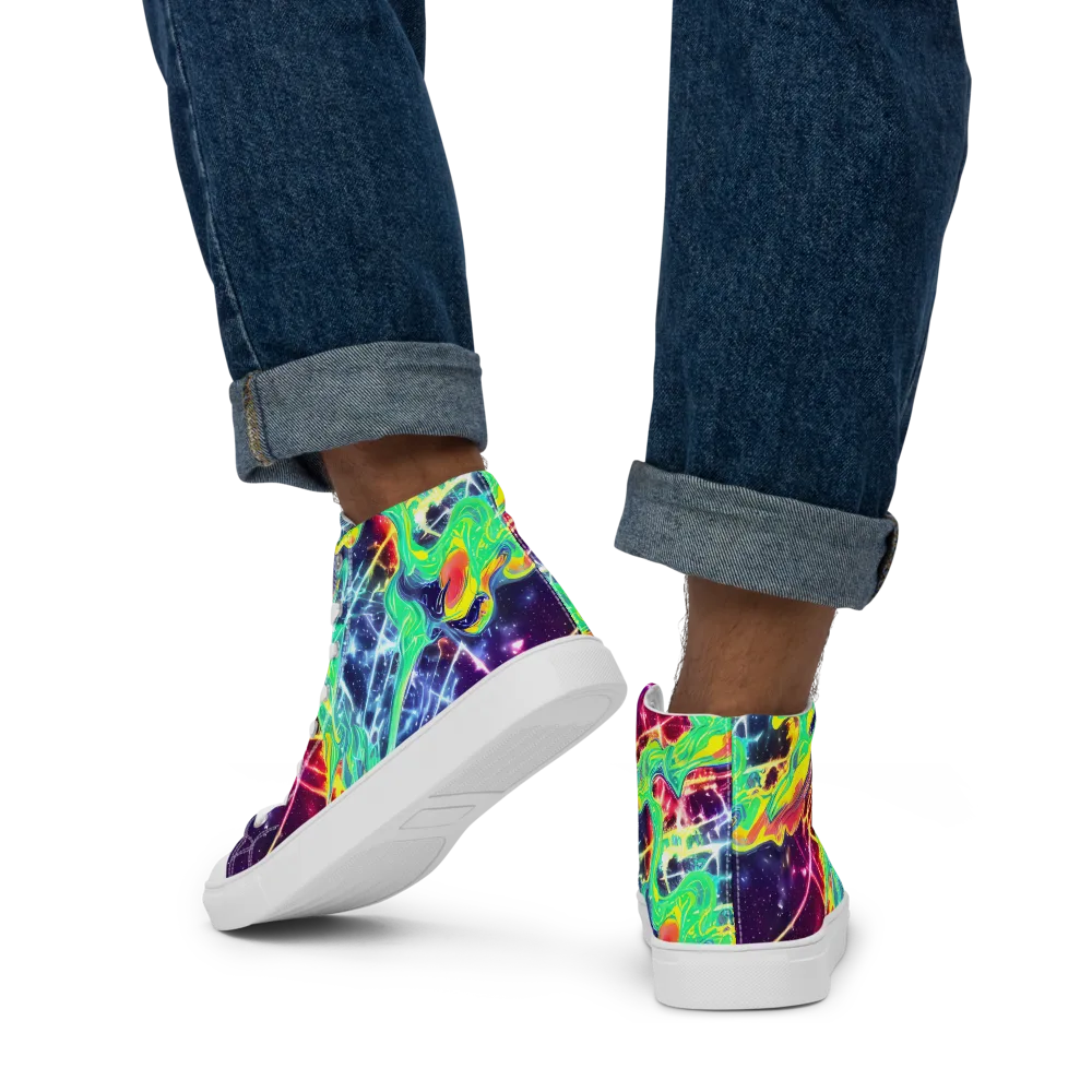 Stellar Vortex on Men's High Top Canvas Shoes — Back