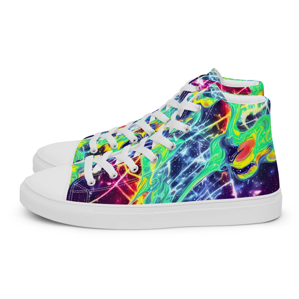 Stellar Vortex on Women's High Top Canvas Shoes — Left