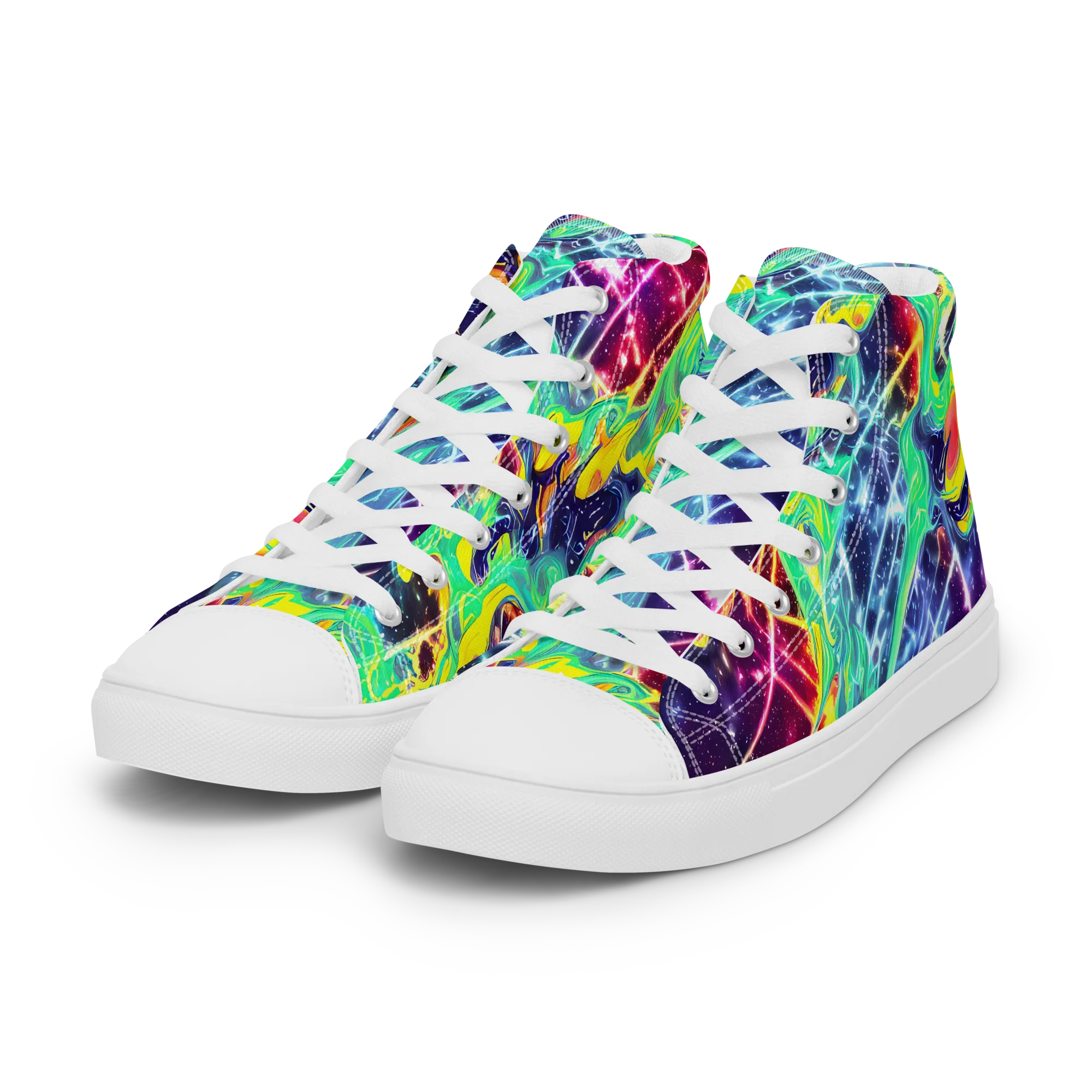 Stellar Vortex on Women's High Top Canvas Shoes — Left Front