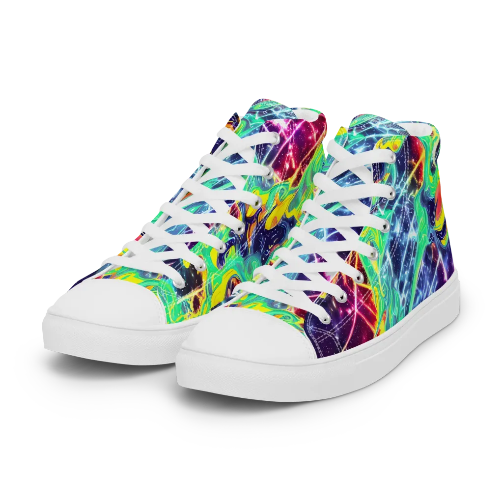 Stellar Vortex on Women's High Top Canvas Shoes — Left Front