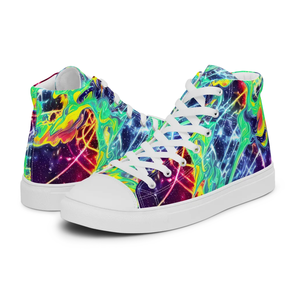 Stellar Vortex on Women's High Top Canvas Shoes — Left