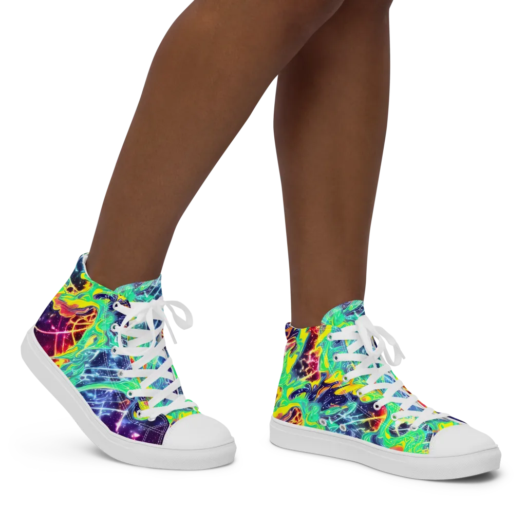 Stellar Vortex on Women's High Top Canvas Shoes — Right