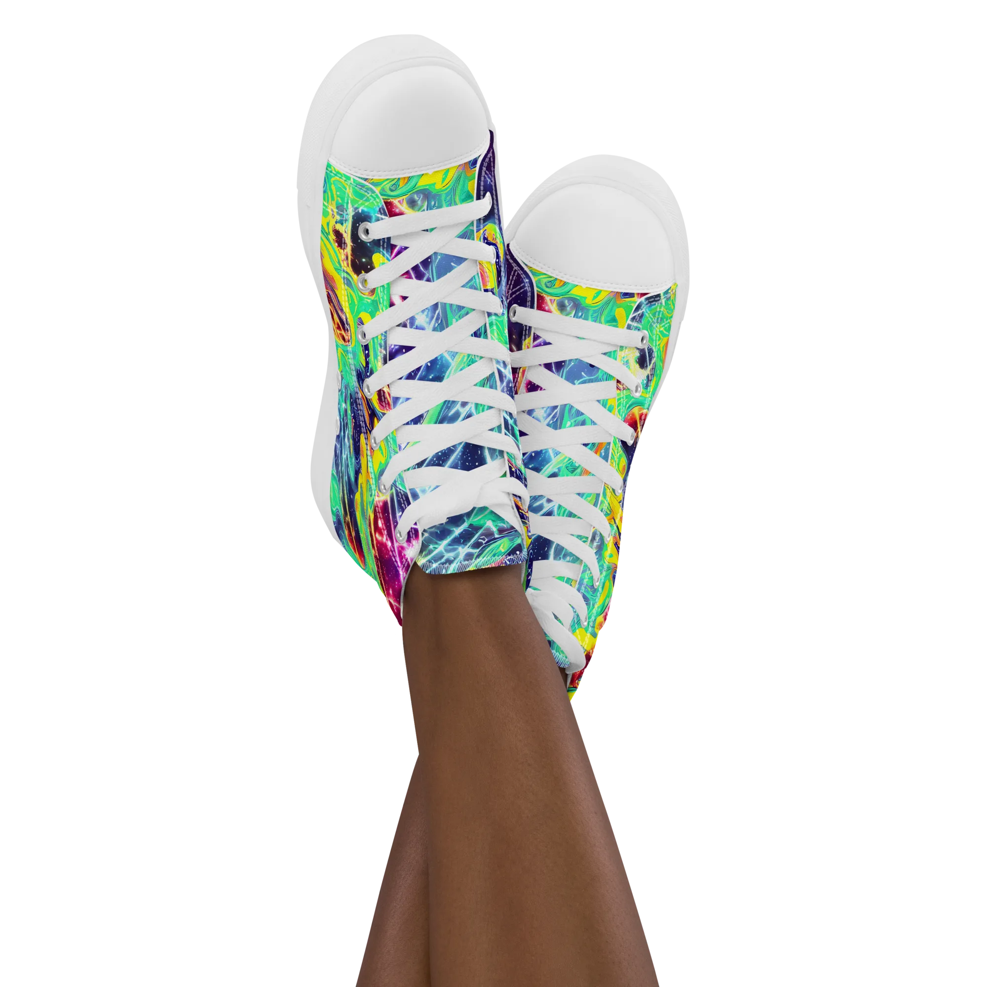Stellar Vortex on Women's High Top Canvas Shoes — Front