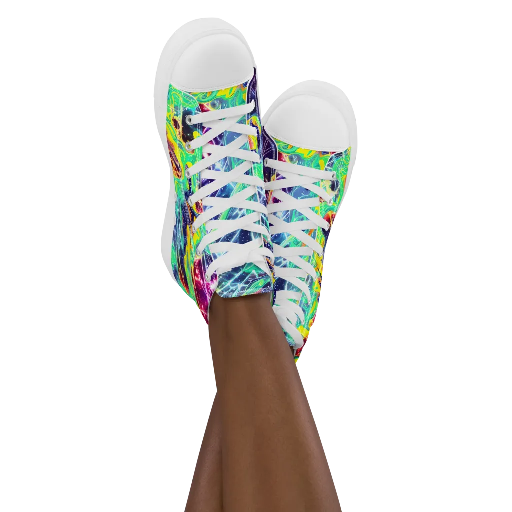 Stellar Vortex on Women's High Top Canvas Shoes — Front