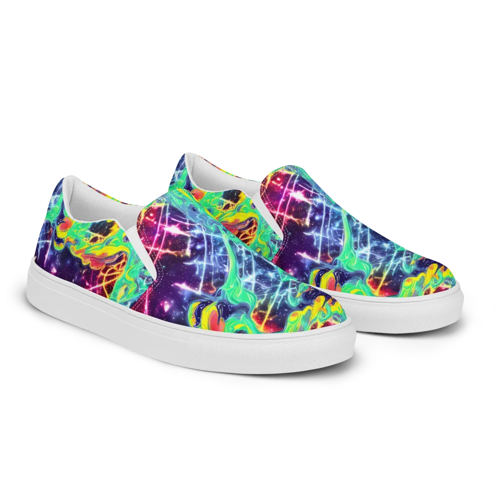 Stellar Vortex on Men's Slip-On Canvas Shoes — Right Front