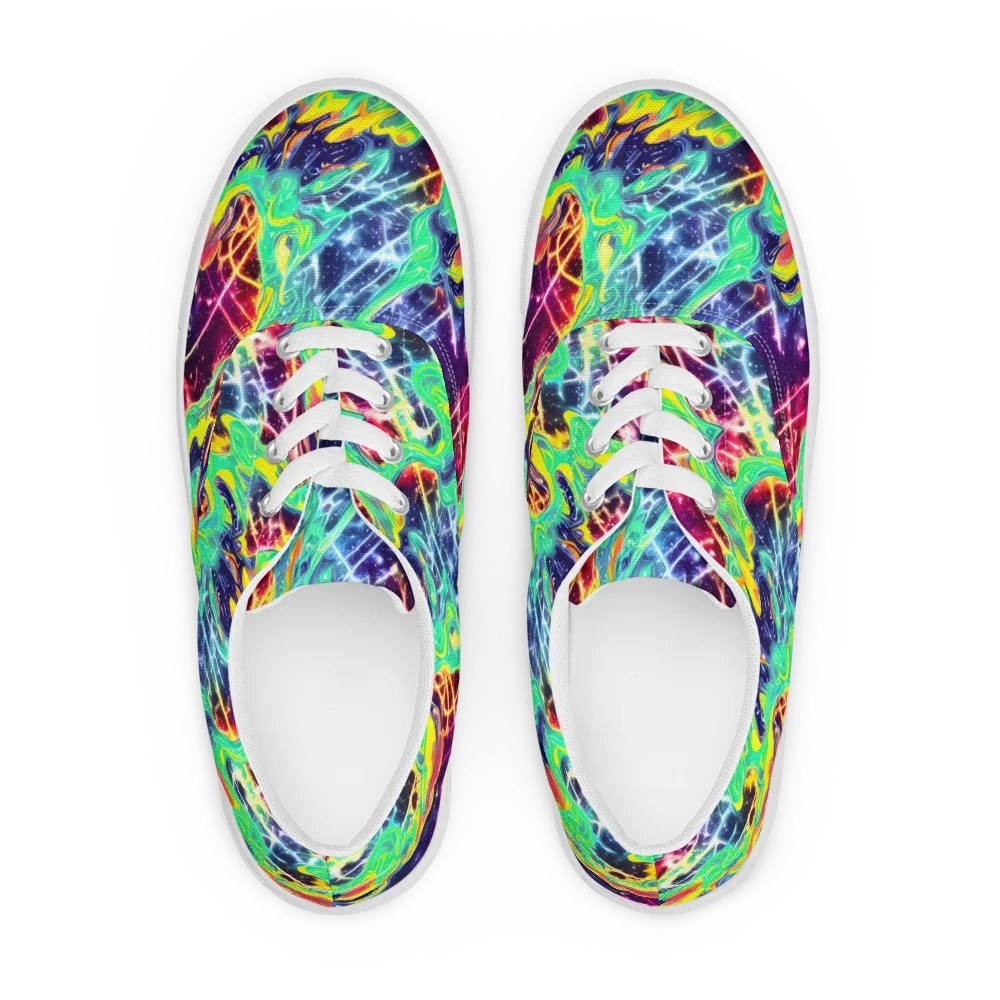 Stellar Vortex on Men's Lace-Up Canvas Shoes — Front