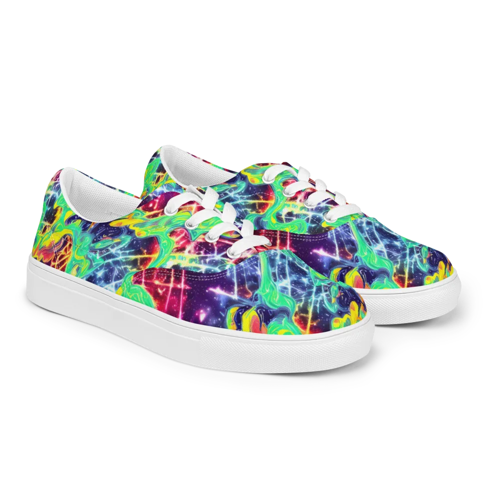 Stellar Vortex on Men's Lace-Up Canvas Shoes — Right Front