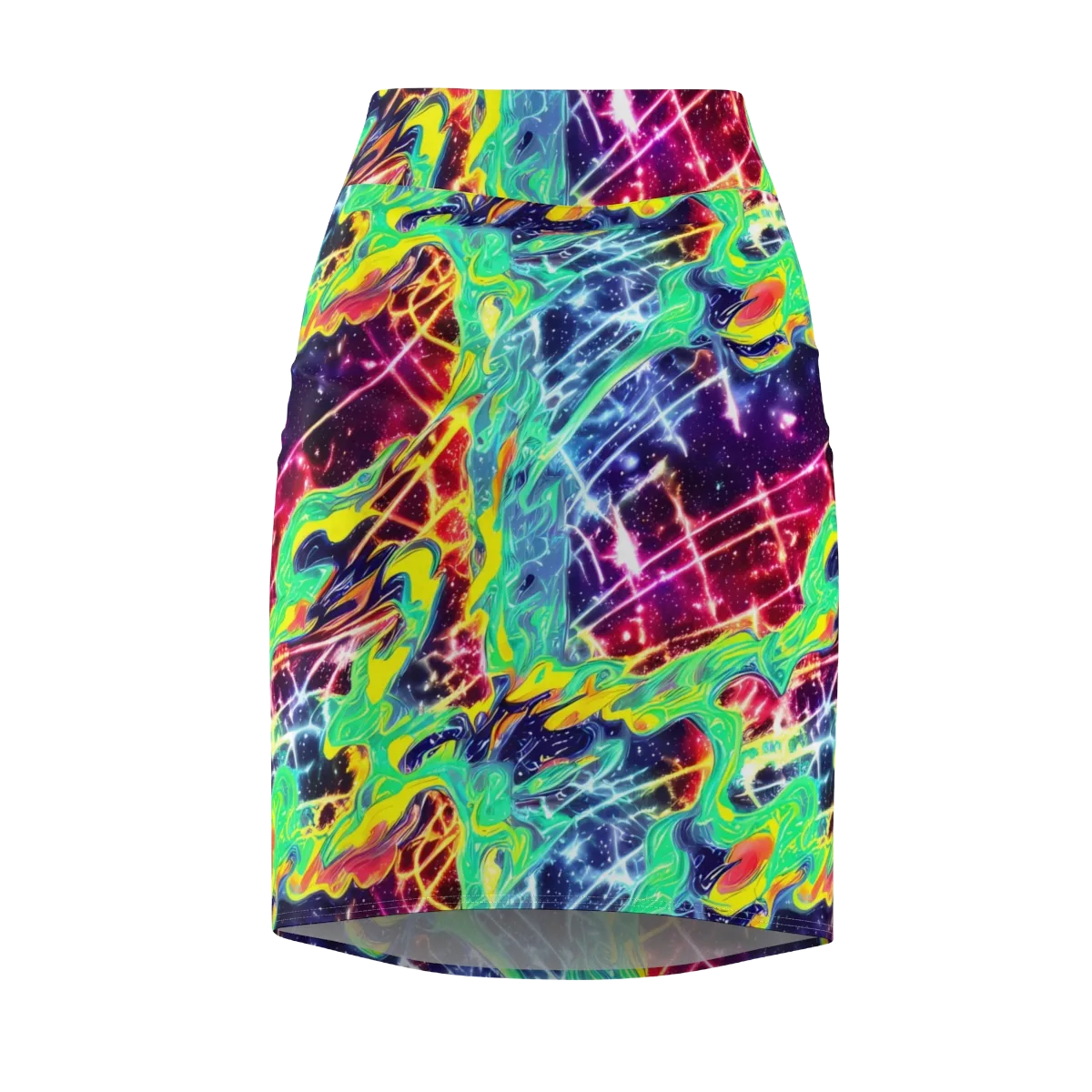 Stellar Vortex on Pencil Skirt — Front