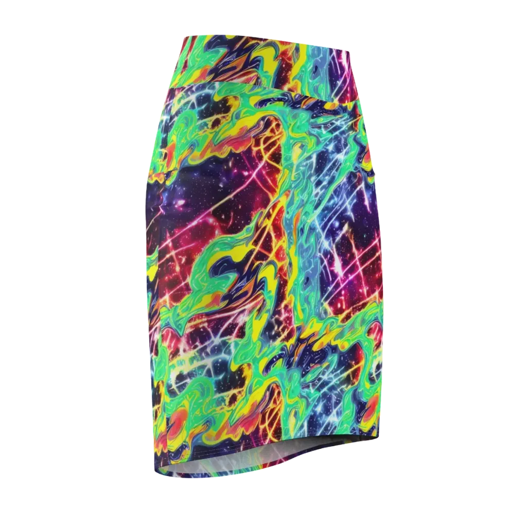 Stellar Vortex on Pencil Skirt — Front Side