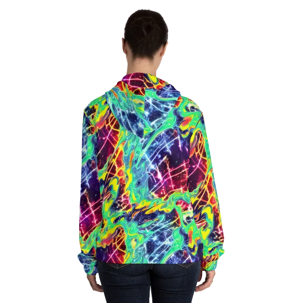 Stellar Vortex on Women's Full-Zip Hoodie — Back On Person