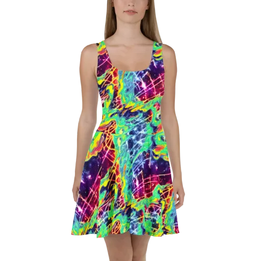 Stellar Vortex on a Skater Dress
