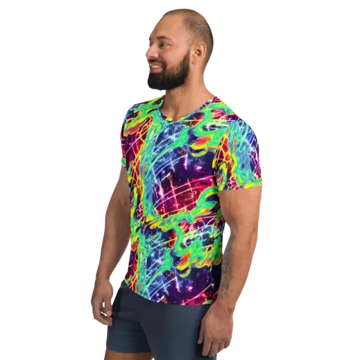Stellar Vortex on a Men's Athletic T-Shirt