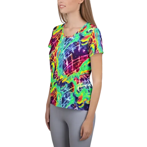 Stellar Vortex on a Women's Athletic T-Shirt