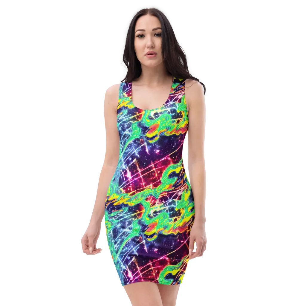 Stellar Vortex on Bodycon Dress — Front