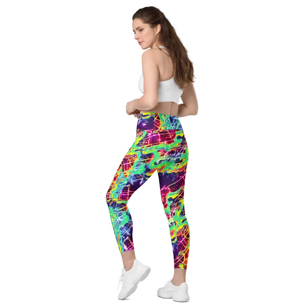 Stellar Vortex on Leggings with Pockets — Left Back