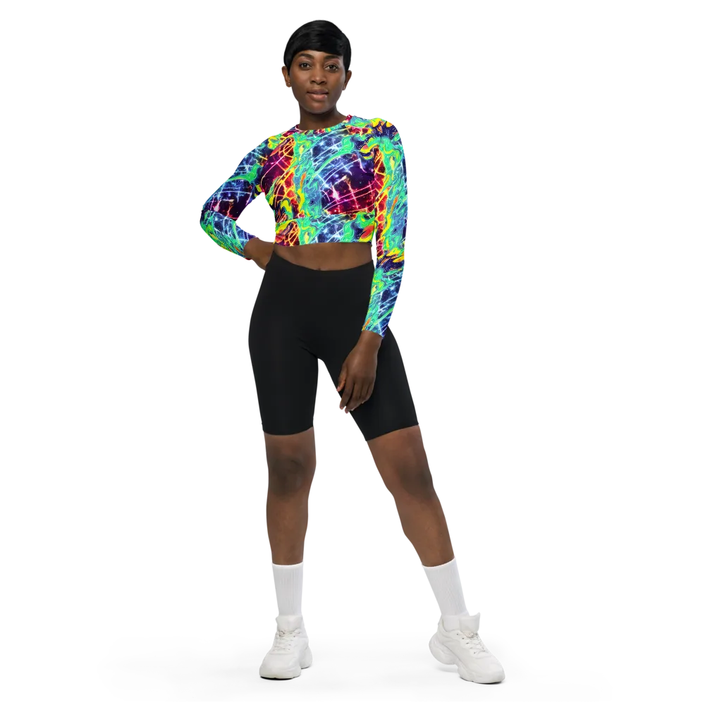Stellar Vortex on Long Sleeve Crop Top — Front
