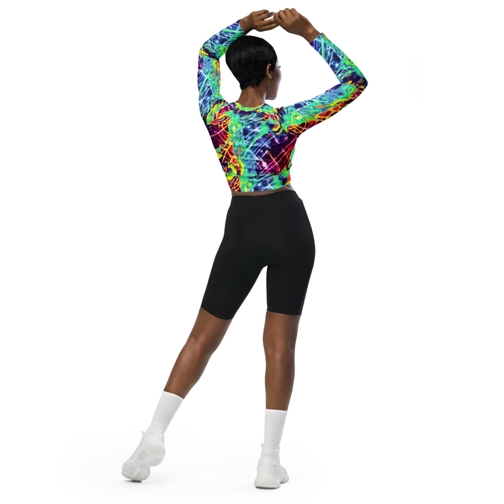 Stellar Vortex on Long Sleeve Crop Top — Back