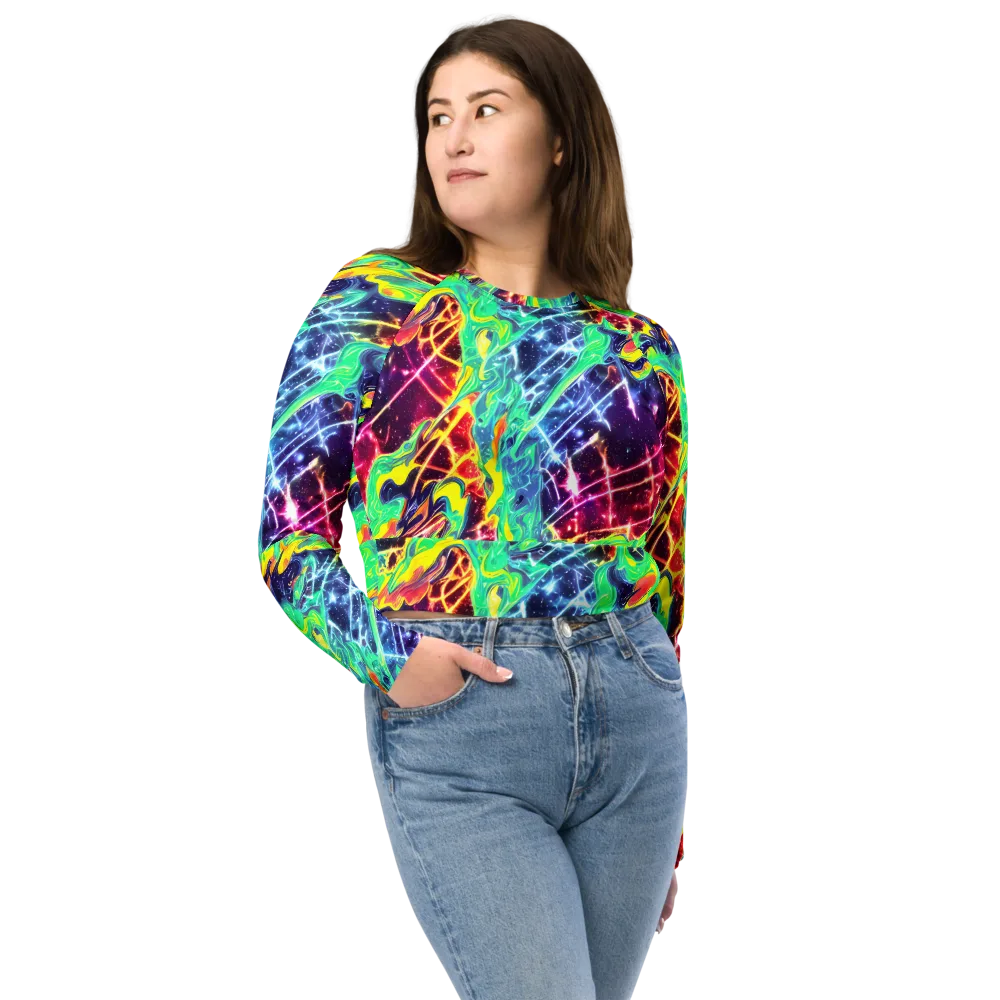 Stellar Vortex on Long Sleeve Crop Top — Front