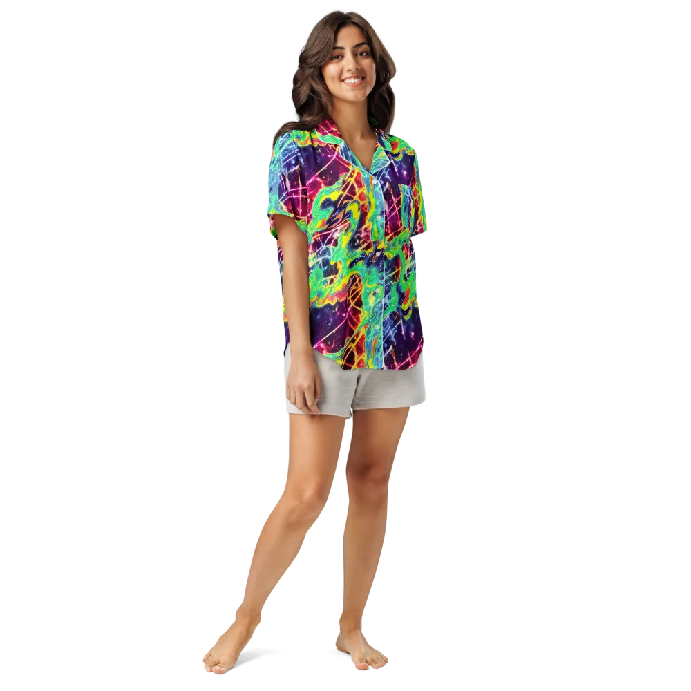 Stellar Vortex on Women's Short Sleeve Pajama Top — Front