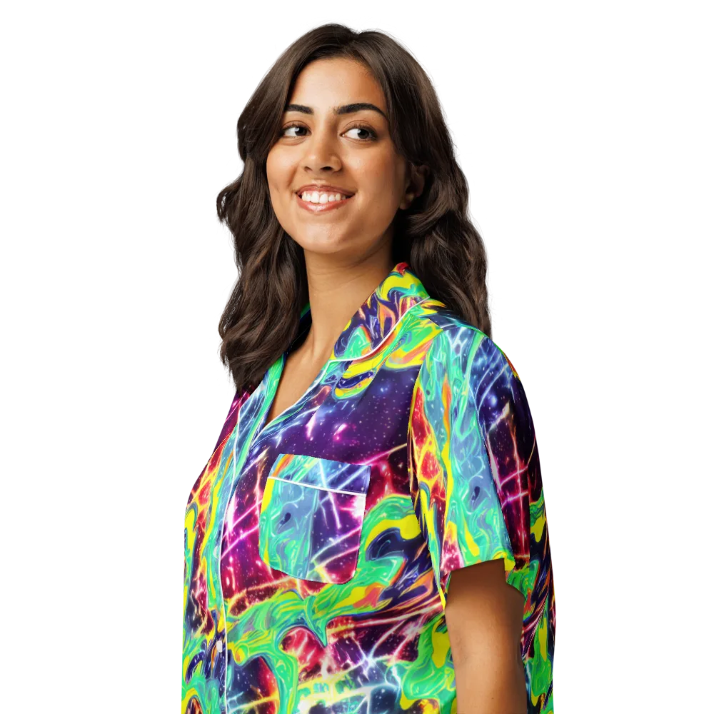 Stellar Vortex on Women's Short Sleeve Pajama Top — Left Front