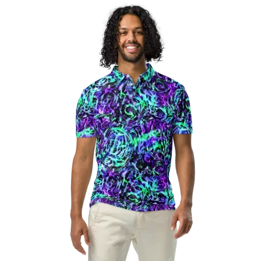 Liquid Afterglow on a Men's Slim Fit Polo Shirt