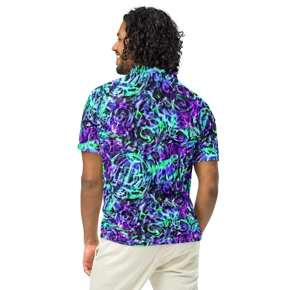 Liquid Afterglow on Men's Slim Fit Polo Shirt — Back