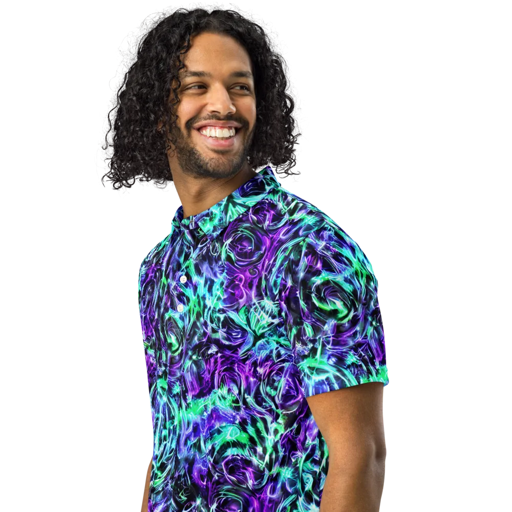Liquid Afterglow on Men's Slim Fit Polo Shirt — Left Front
