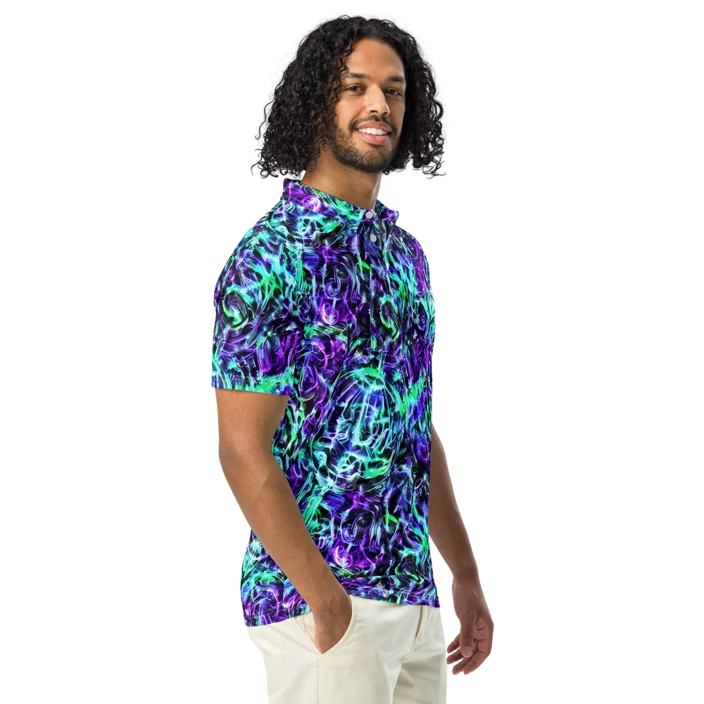 Liquid Afterglow on Men's Slim Fit Polo Shirt — Right Front