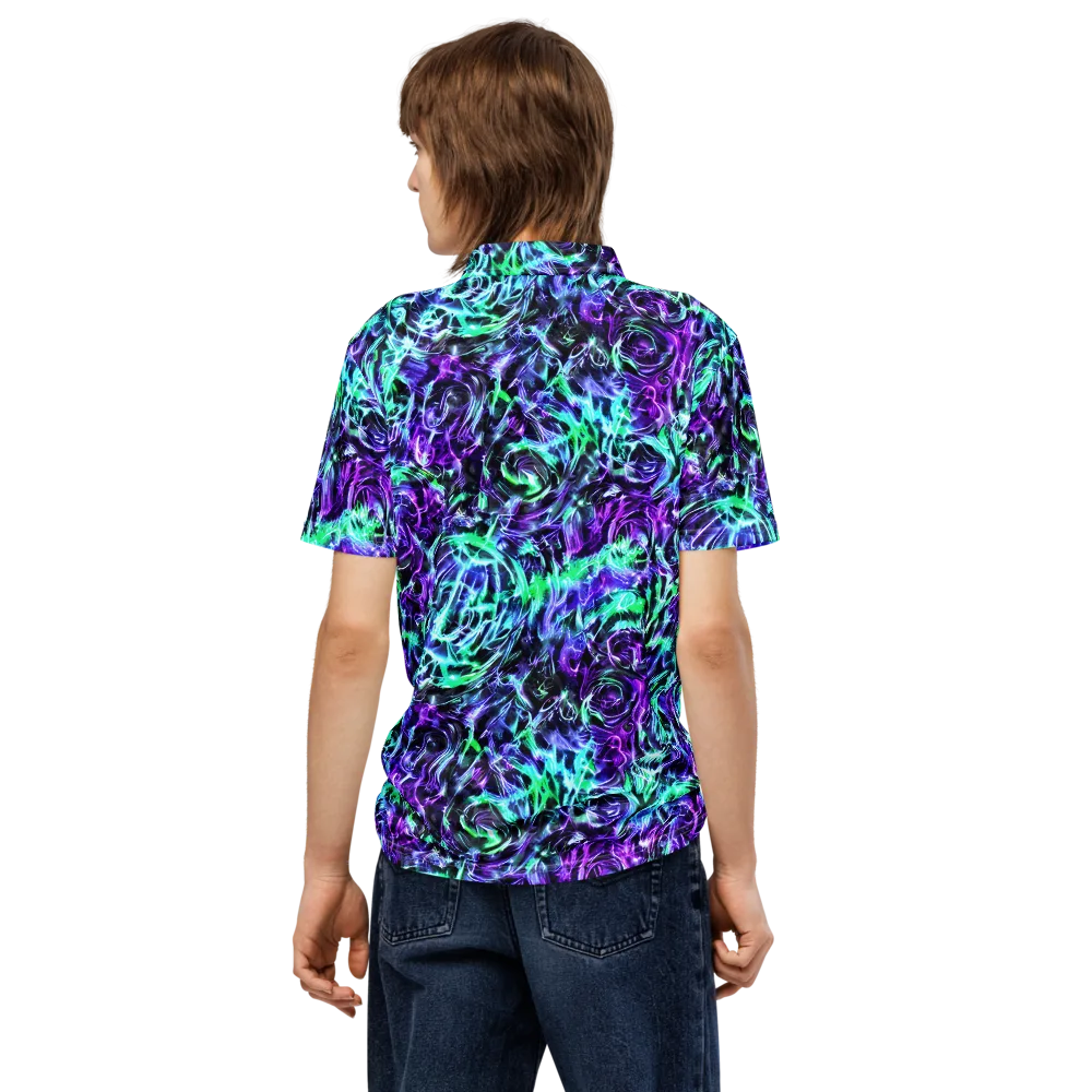 Liquid Afterglow on Men's Slim Fit Polo Shirt — Back