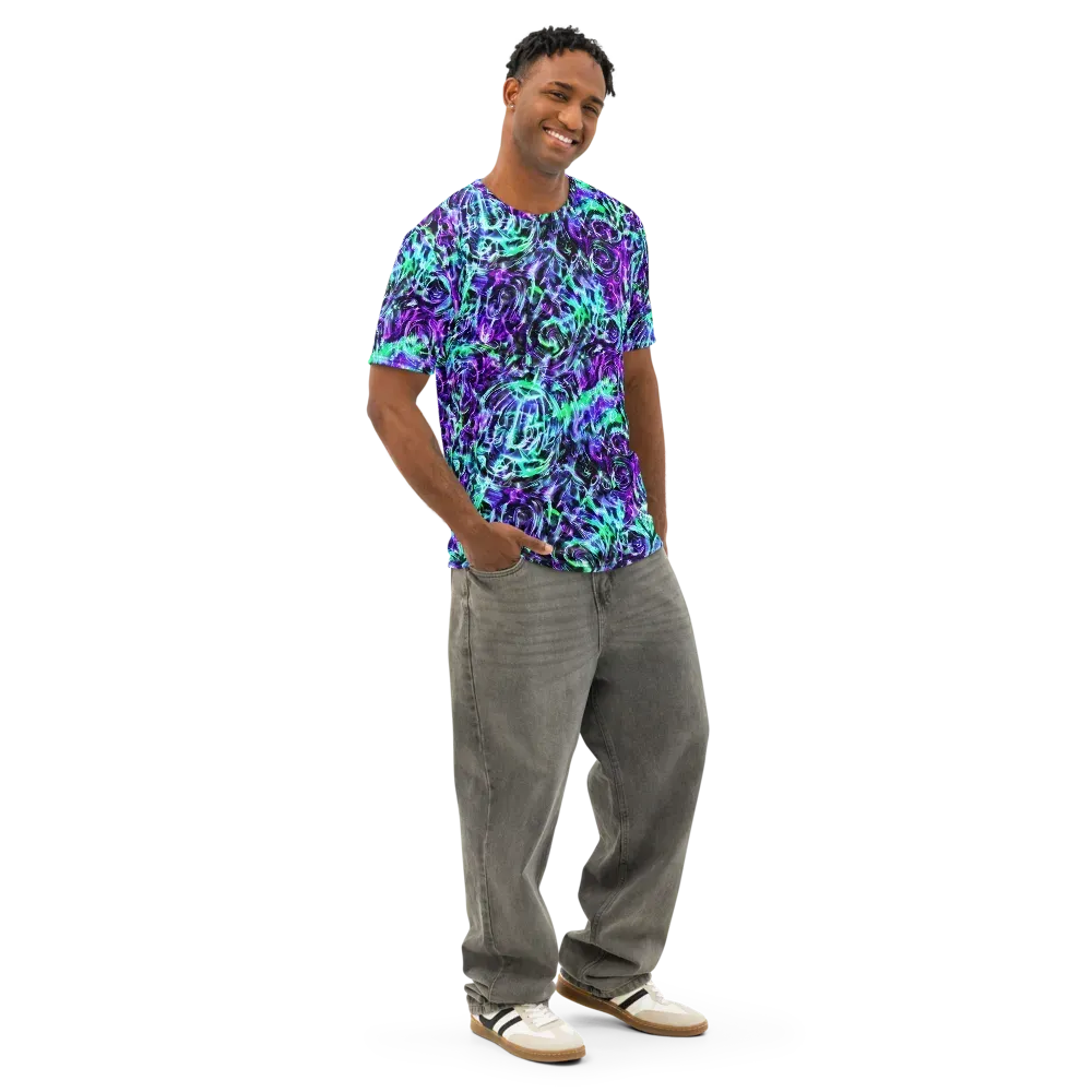 Liquid Afterglow on Men's Cotton Crew Neck T-Shirt — Right Front