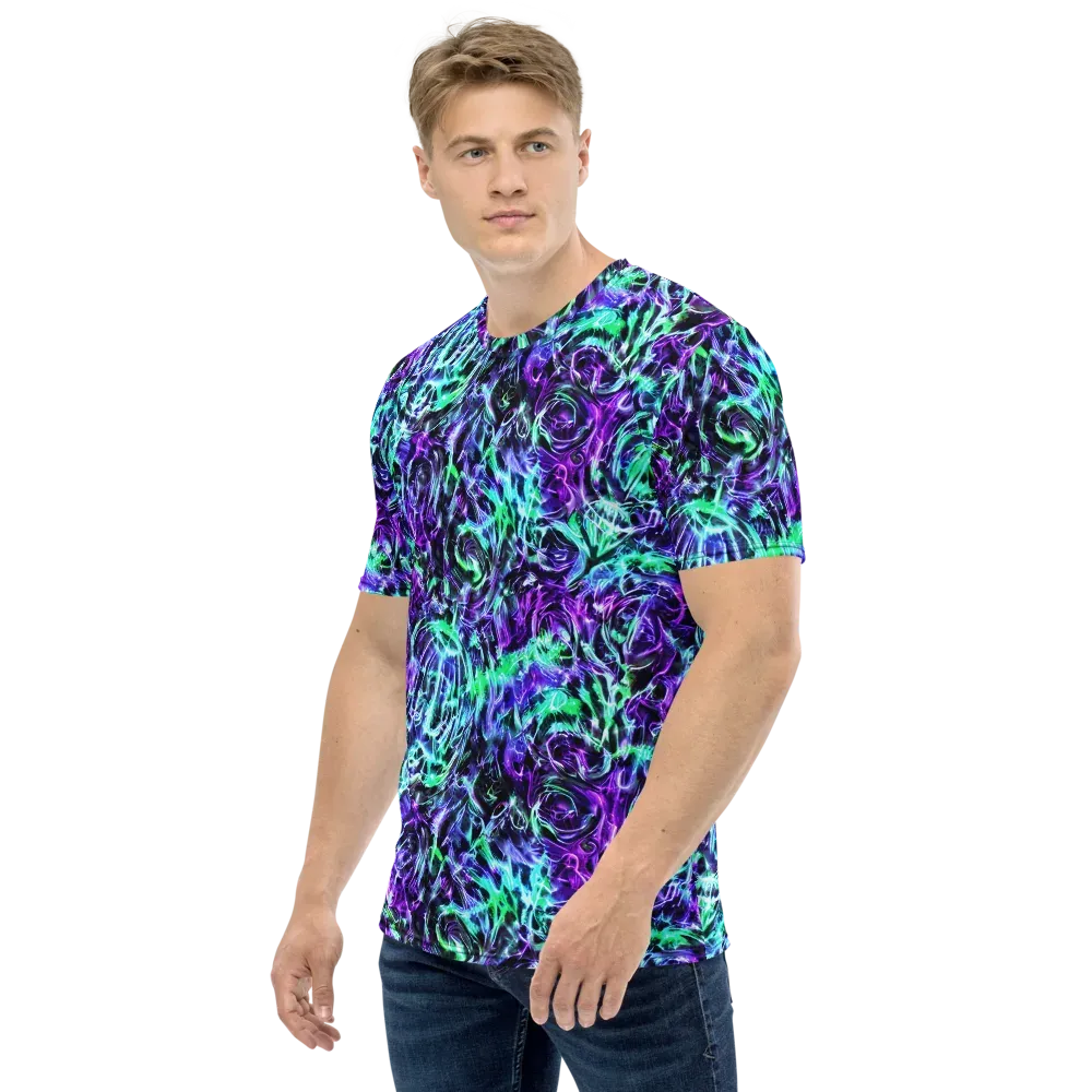 Liquid Afterglow on Men's Crew Neck T-Shirt — Left