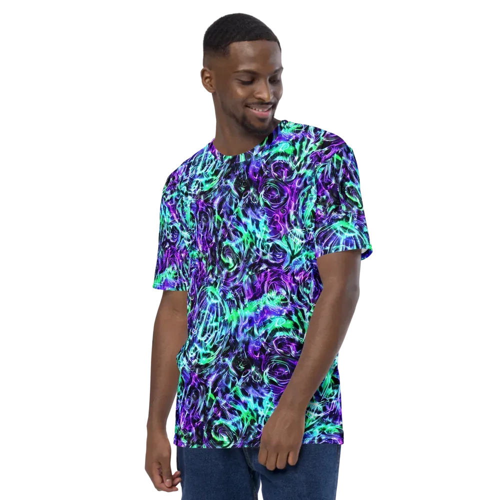 Liquid Afterglow on Men's Crew Neck T-Shirt — Left