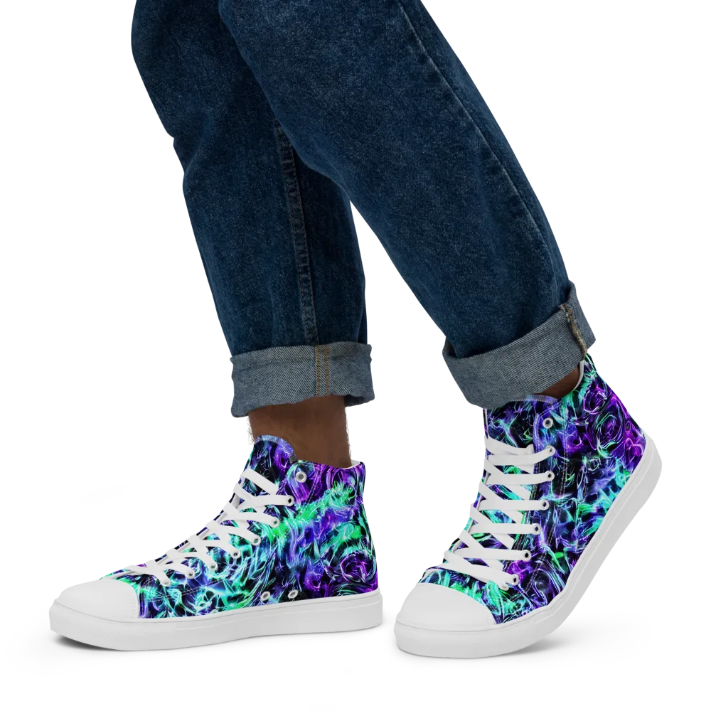 Liquid Afterglow on Men's High Top Canvas Shoes — Left