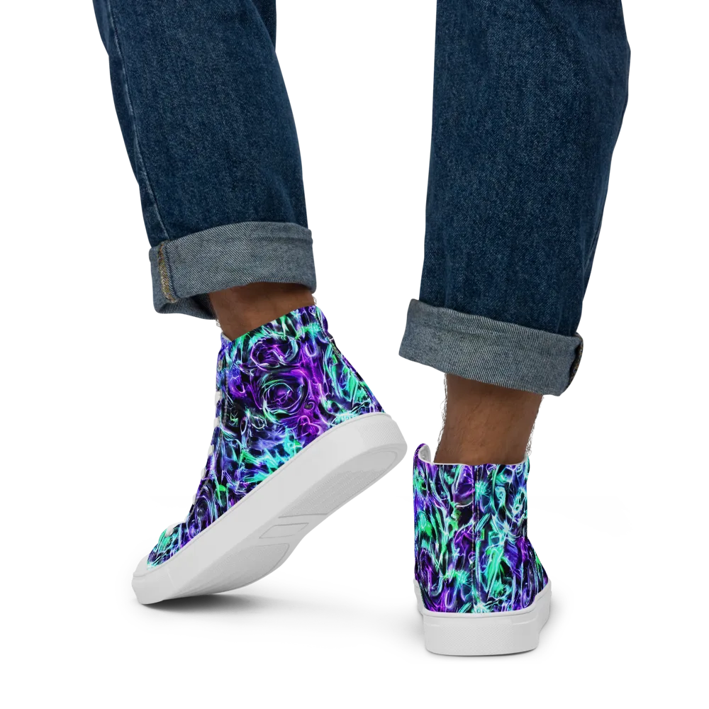Liquid Afterglow on Men's High Top Canvas Shoes — Back