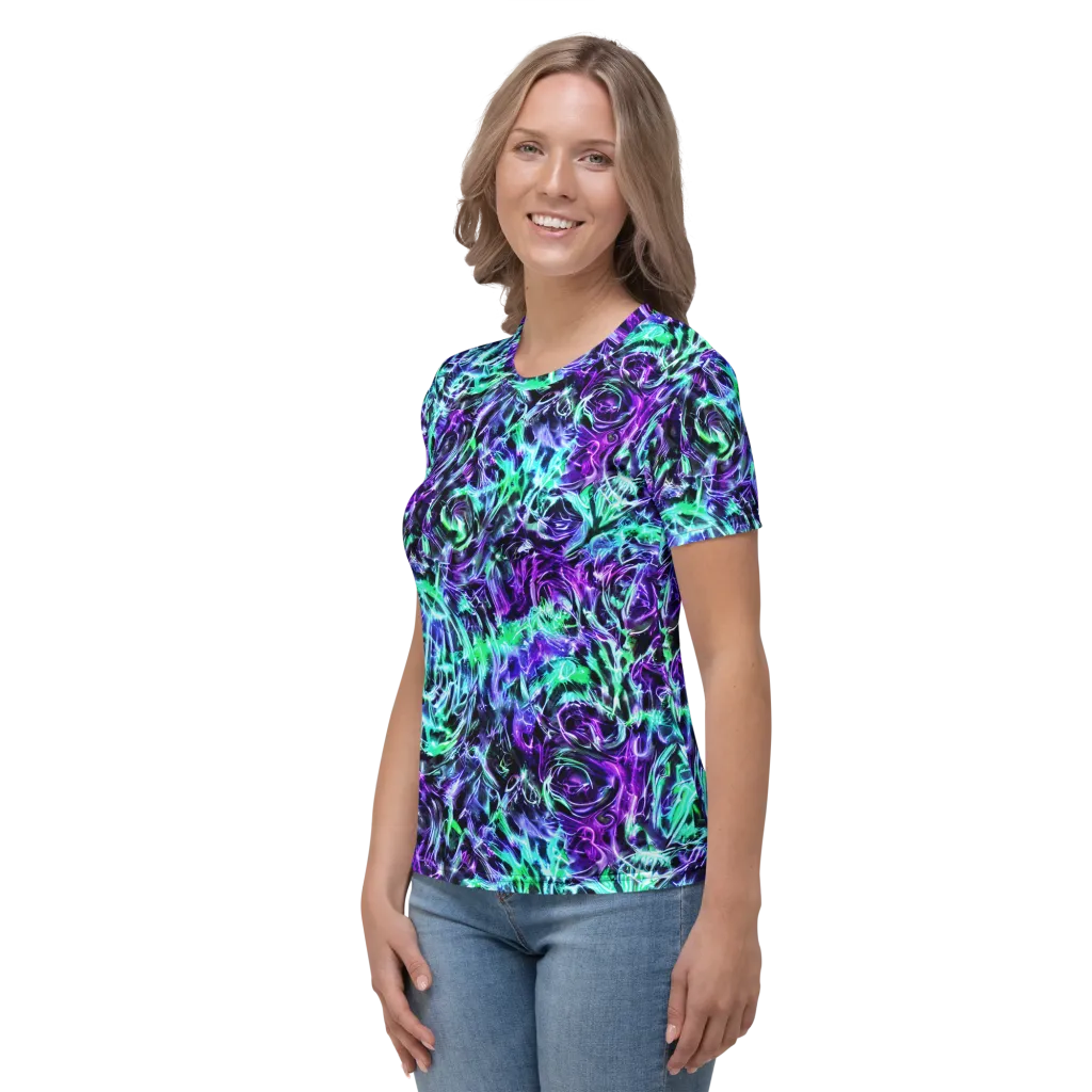 Liquid Afterglow on Women's Crew Neck T-Shirt — Left